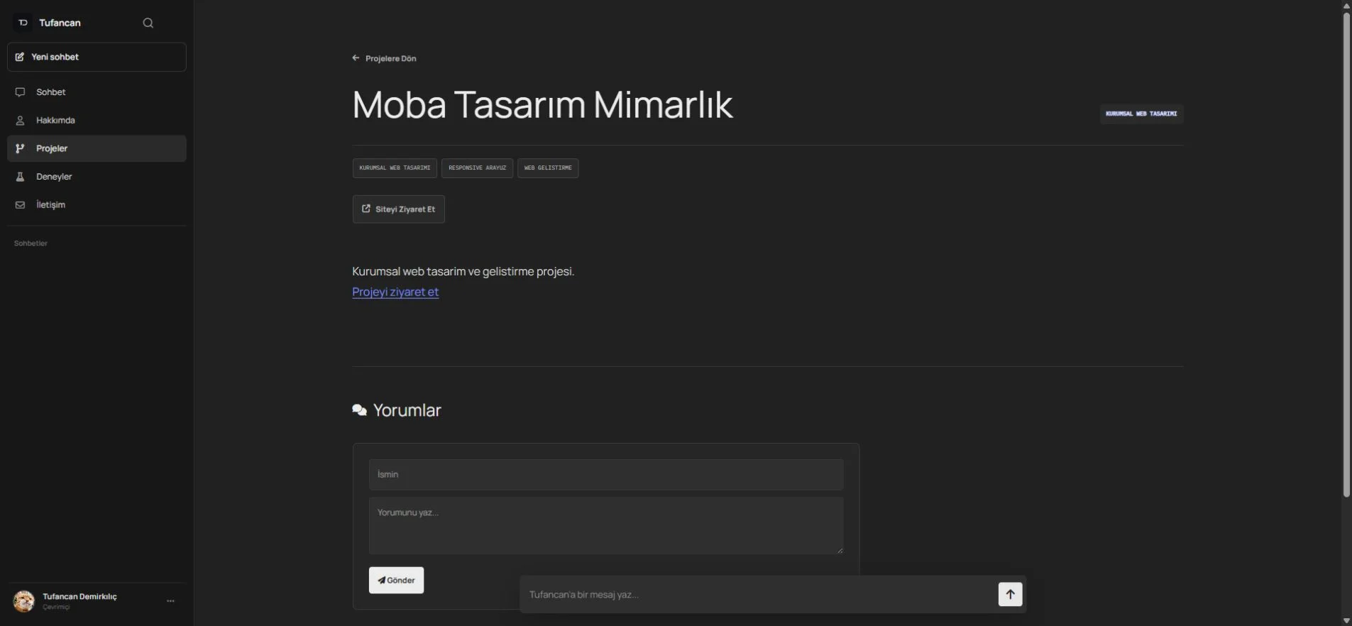 Moba Tasarım Mimarlık web sitesi