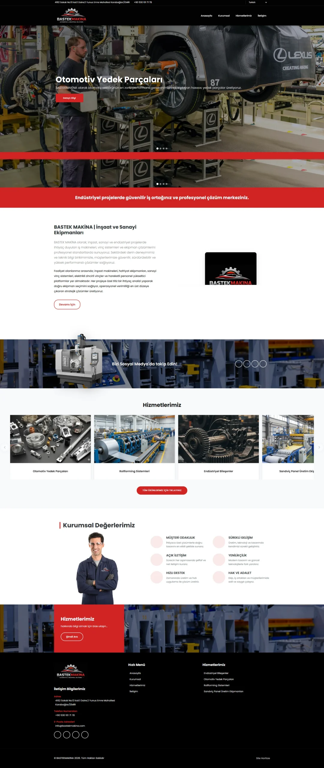Bastek Makina web sitesi