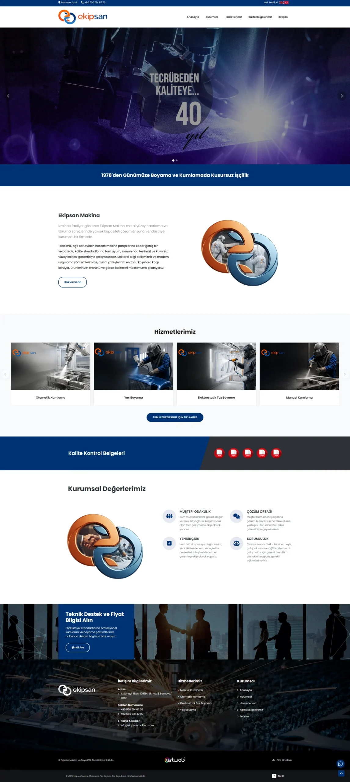 Ekipsan Makina web sitesi