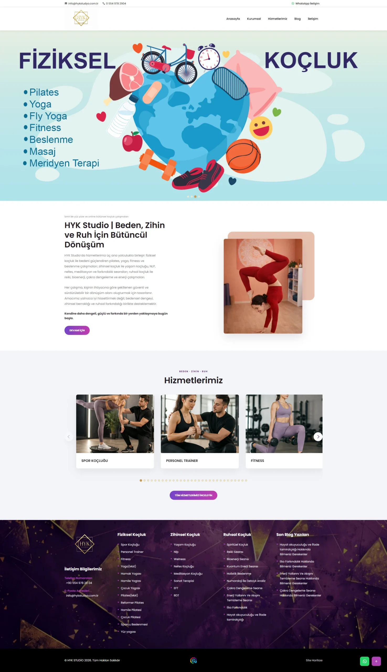 HYK Studio Pilates web sitesi